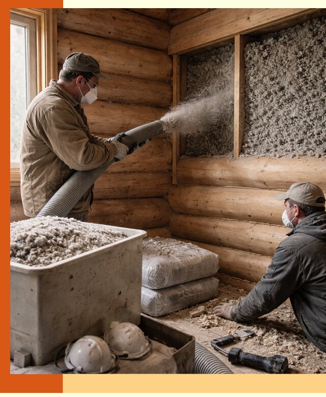 Утепление дома из бруса эковатой в Егорьевске