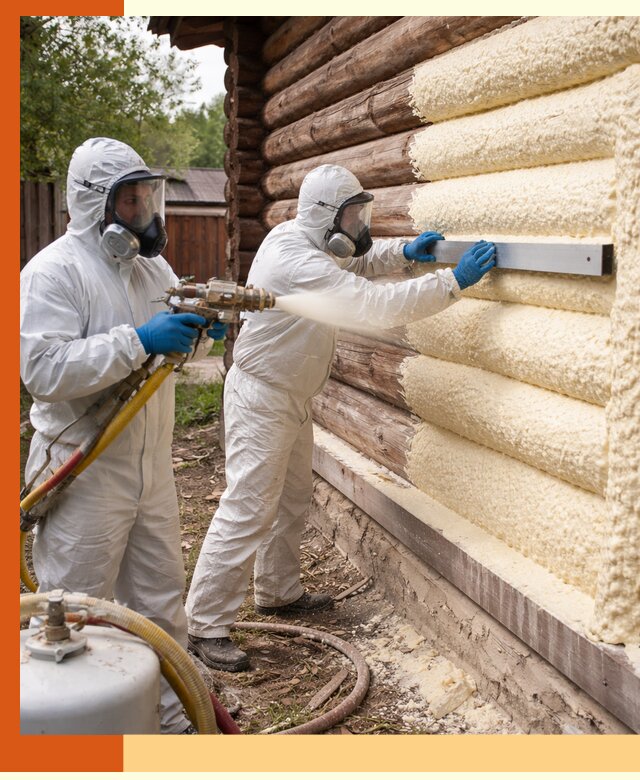 Утепление бревенчатого дома ППУ в Егорьевске эффективной изоляцией