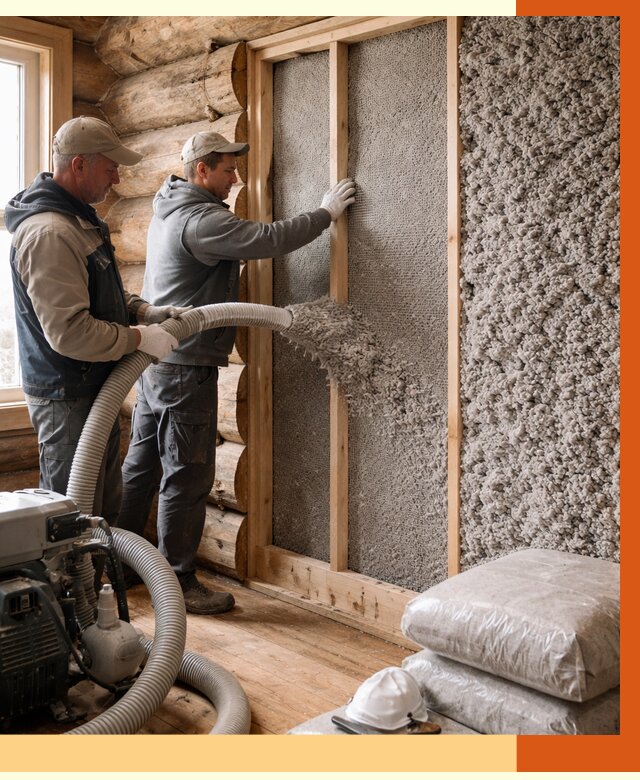 Утепление бревенчатого дома эковатой в Егорьевске от 2785 руб. | ТепломастерГрь