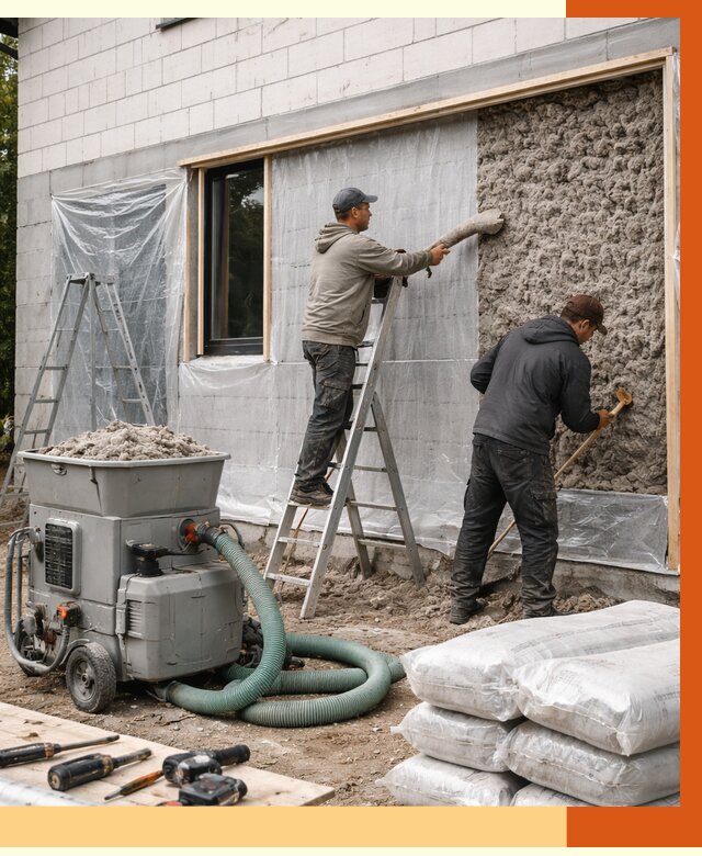 Утепление дома из газобетона эковатой в Егорьевске от 4557 руб./м2 | ТепломастерГрь