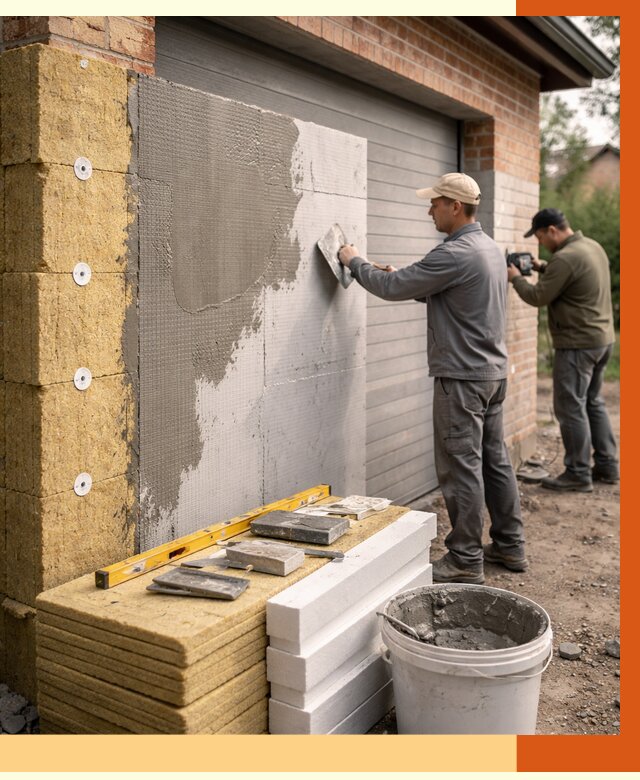Утепление гаража снаружи в Егорьевске от 4253 руб. за м2 — наружное утепление под ключ | ТепломастерГрь