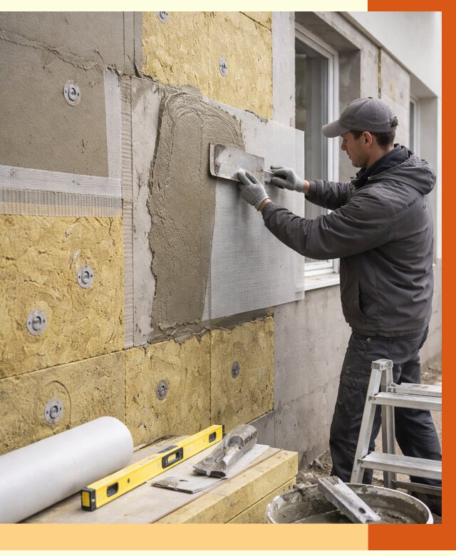 Утепление фасада под штукатурку в Егорьевске от 4253 руб/м2 — монтаж пенопластом и минватой | ТепломастерГрь