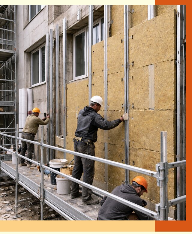 Утепление вентилируемого фасада в Егорьевске от 5671 руб/м2 — монтаж и утепление вентфасад | ТепломастерГрь