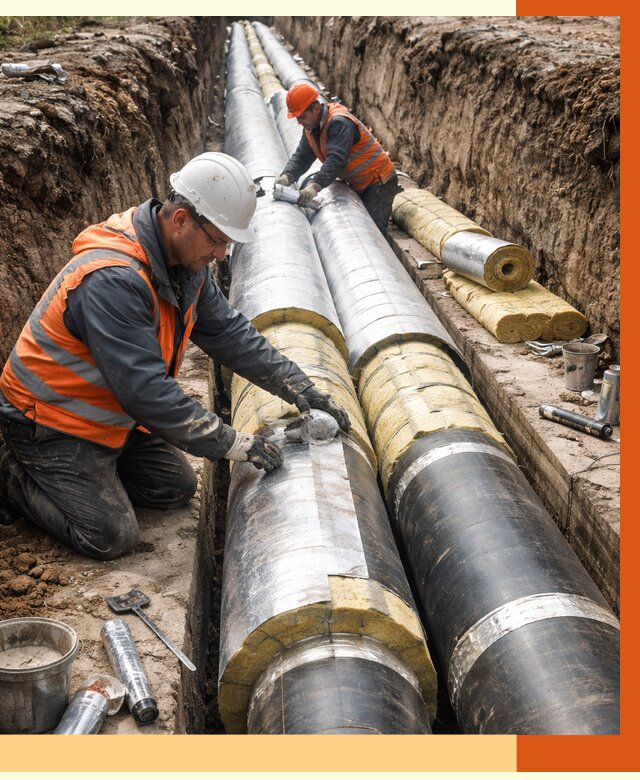 Утепление теплотрассы в Егорьевске от 4557 руб./м2 — ппу и комплексная изоляция | ТепломастерГрь