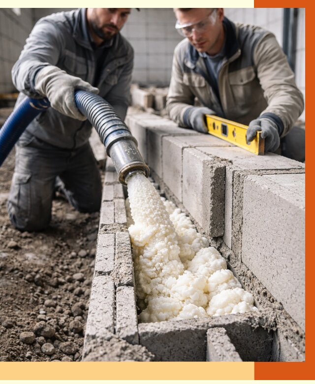 Заполнение колодцевой кладки ППУ в Егорьевске от 4253 руб. за м2 | ТепломастерГрь