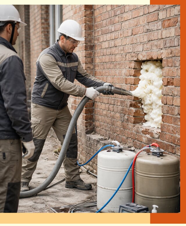 Заливка ППУ в пустоты кирпичной стены в Егорьевске от 2785 руб. | ТепломастерГрь