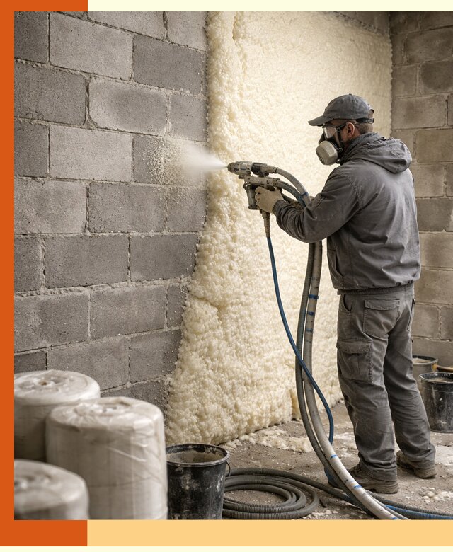 Утепление блочной стены ППУ в Егорьевске качественно и надёжно