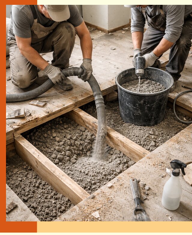 Заполнение пустот пола в Егорьевске полиуретаном и пенополистиролом