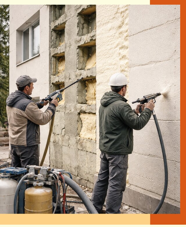 Заполнение пустот фасада в Егорьевске от 4557 руб. — утепление пустот облицовки | ТепломастерГрь