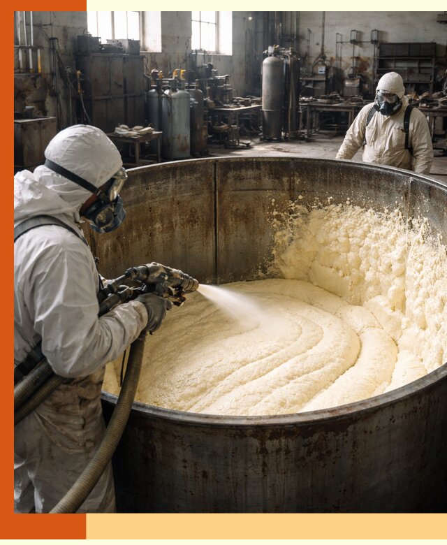 Заливка ппу в емкости с полной изоляцией и герметизацией в Егорьевске