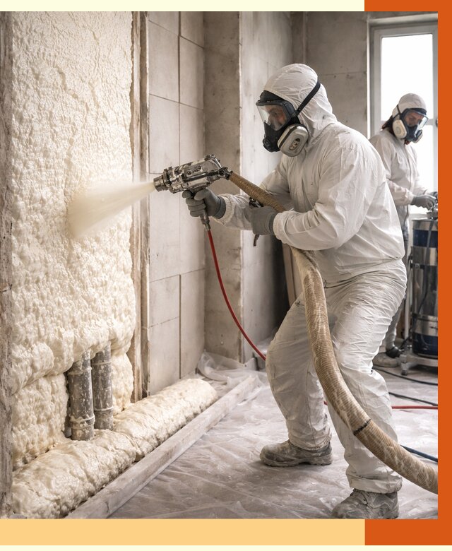 Напыление пенополиуретана в Егорьевске от 7595 руб./м2 — услуги и монтаж ППУ | ТепломастерГрь