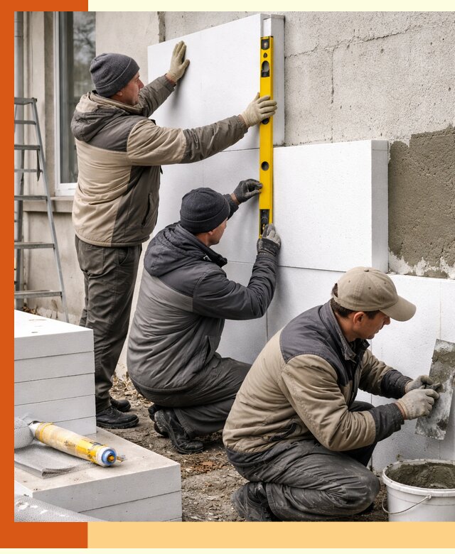 Утепление пенопластом наружных стен и фасадов в Егорьевске