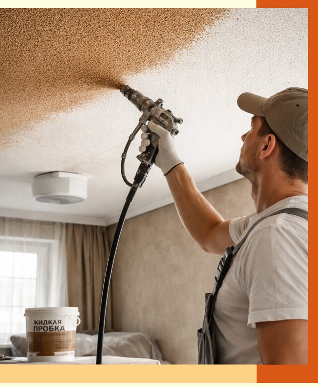 Утепление потолка жидкой пробкой в Егорьевске от 3544 руб. | ТепломастерГрь