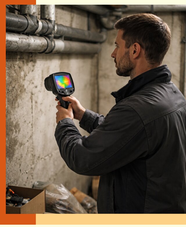 Тепловизионное обследование подвала в Егорьевске для поиска утечек тепла