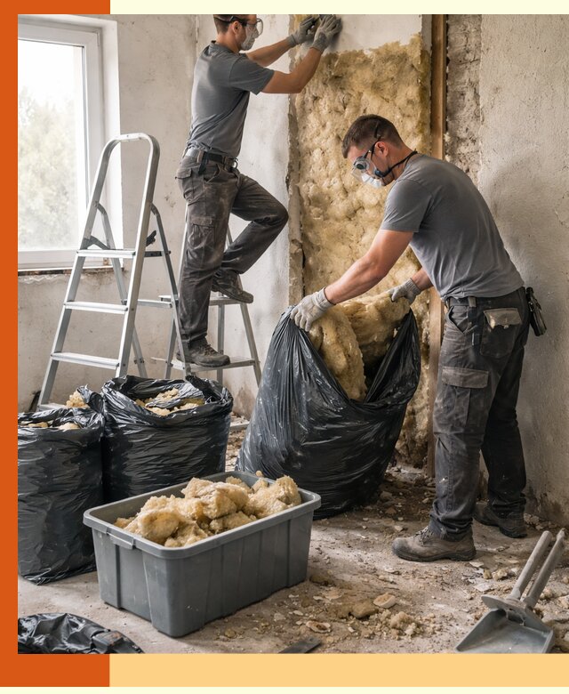 Демонтаж старого утеплителя и вывоз отходов в Егорьевске