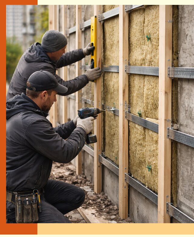 Монтаж обрешетки под утепление зданий и квартир в Егорьевске